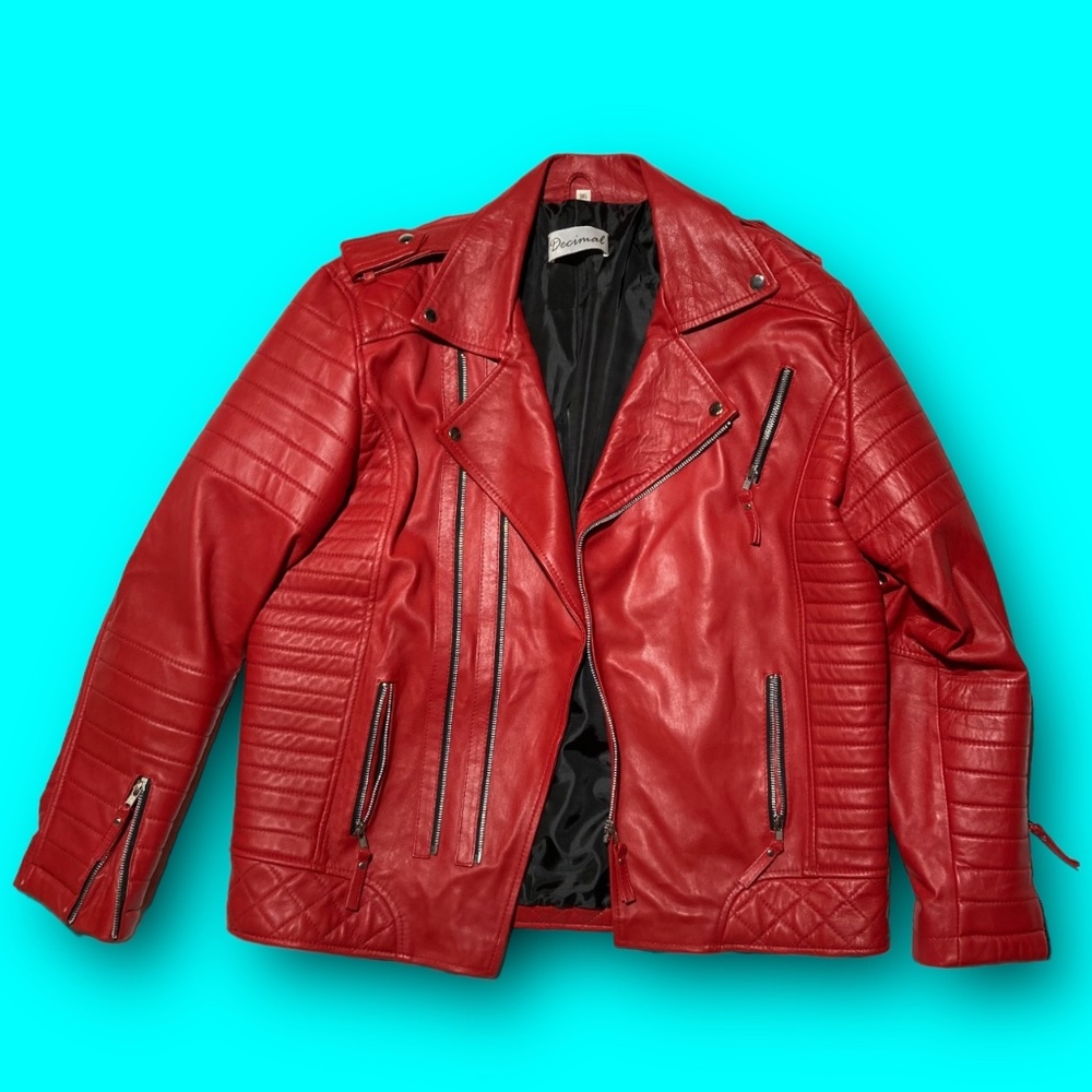 Red Leather Biker Jacket